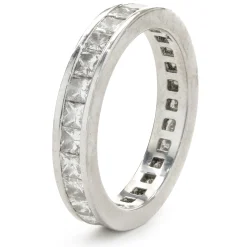 Platinum Channel Set Princess Cut Diamond Eternity Band