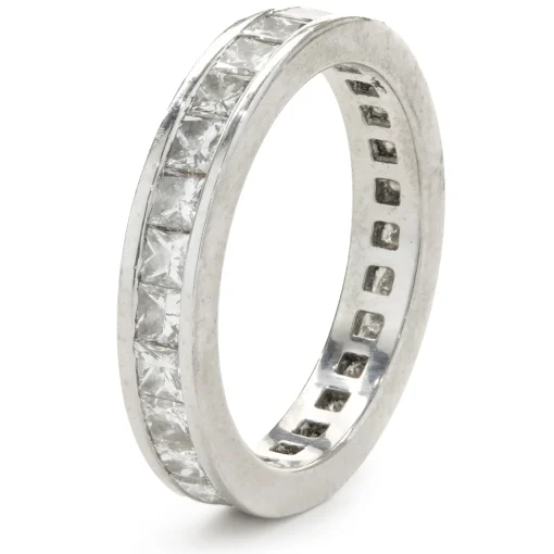 Platinum Channel Set Princess Cut Diamond Eternity Band