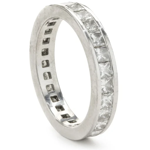 Platinum Channel Set Princess Cut Diamond Eternity Band