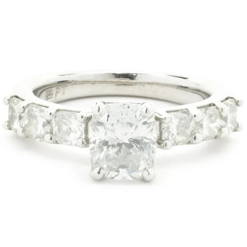 Platinum Cushion Cut Diamond Engagement Ring
