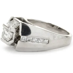 Platinum Custom Designed Emerald Cut Diamond Engagement Ring