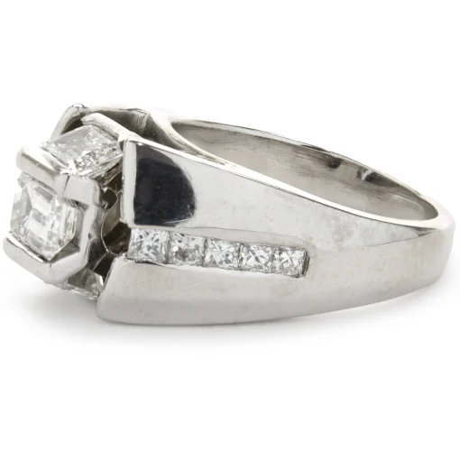 Platinum Custom Designed Emerald Cut Diamond Engagement Ring