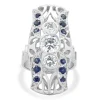 Platinum Diamond and Sapphire Full Finger Ring
