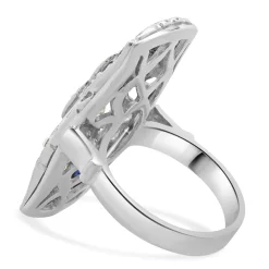 Platinum Diamond and Sapphire Full Finger Ring