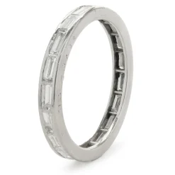 Platinum East West Channel Set Baguette Diamond Band