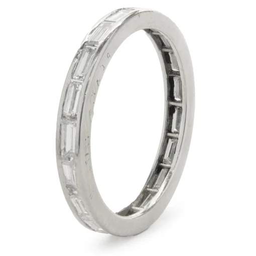 Platinum East West Channel Set Baguette Diamond Band