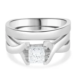 Platinum Princess Cut Diamond Wedding Set