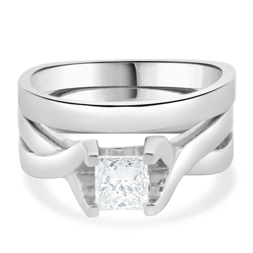 Platinum Princess Cut Diamond Wedding Set