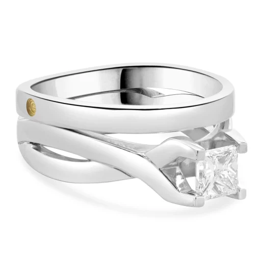 Platinum Princess Cut Diamond Wedding Set