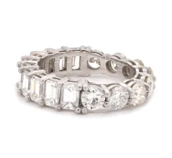 Platinum Round and Baguette Diamond Eternity Band