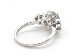 Platinum/18k White Gold, CZ And Heart-Cut Sapphire 3-Stone Ring