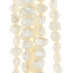 Potato Pearl Multi Strand Necklace with 14 Karat Yellow Gold Floral Style Clasp