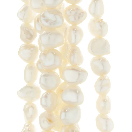 Potato Pearl Multi Strand Necklace with 14 Karat Yellow Gold Floral Style Clasp