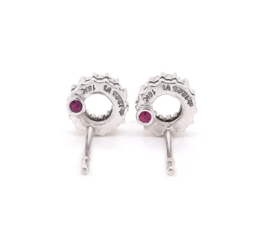 Roberto Coin 18 Karat White Gold Diamond Circle Stud Earrings
