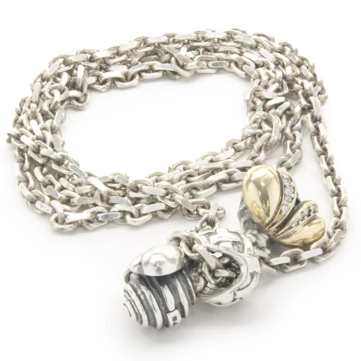 Saint Sterling Silver & 14 Karat Yellow Gold Double Bee Lariat Necklace