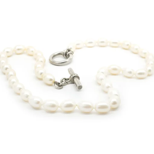 Slane & Slane Sterling Silver Diamond and Potato Pearl Necklace