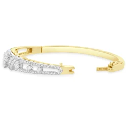 Spritzer & Furmann 14 Karat Yellow & White Gold Vintage Diamond Bangle Bracelet