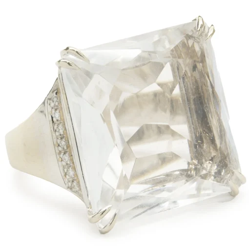 Sterling Silver Princess Cut Crystal Ring