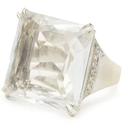 Sterling Silver Princess Cut Crystal Ring