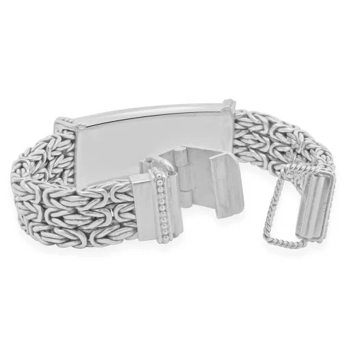 Sterling Silver Three Row Byzantine Style Bracelet