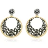 Sterling Silver Vermeil Vintage Diamond Circle Drop Earrings