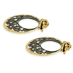 Sterling Silver Vermeil Vintage Diamond Circle Drop Earrings