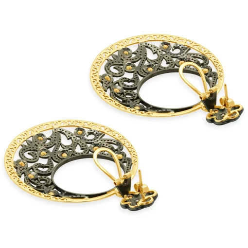 Sterling Silver Vermeil Vintage Diamond Circle Drop Earrings