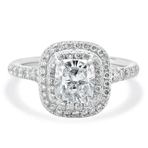 Tiffany & Co. Platinum Cushion Cut Diamond Engagement Ring