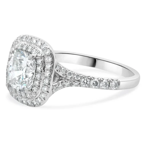 Tiffany & Co. Platinum Cushion Cut Diamond Engagement Ring