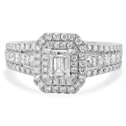 Vera Wang 14 Karat White Gold Emerald Cut Diamond Engagement Ring