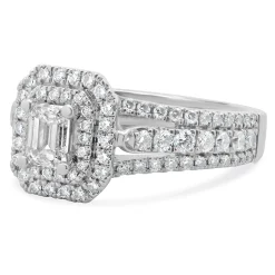 Vera Wang 14 Karat White Gold Emerald Cut Diamond Engagement Ring