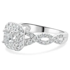 Vera Wang 14 Karat White Gold Princess Cut Diamond Engagement Ring