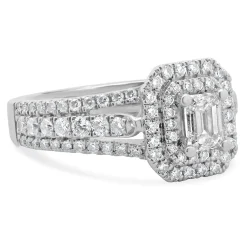 Vera Wang 14 Karat White Gold Emerald Cut Diamond Engagement Ring