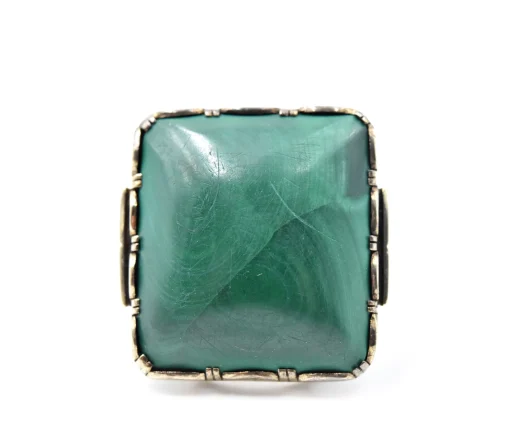 Vintage 1920s Malachite 9k Yellow Gold Ring