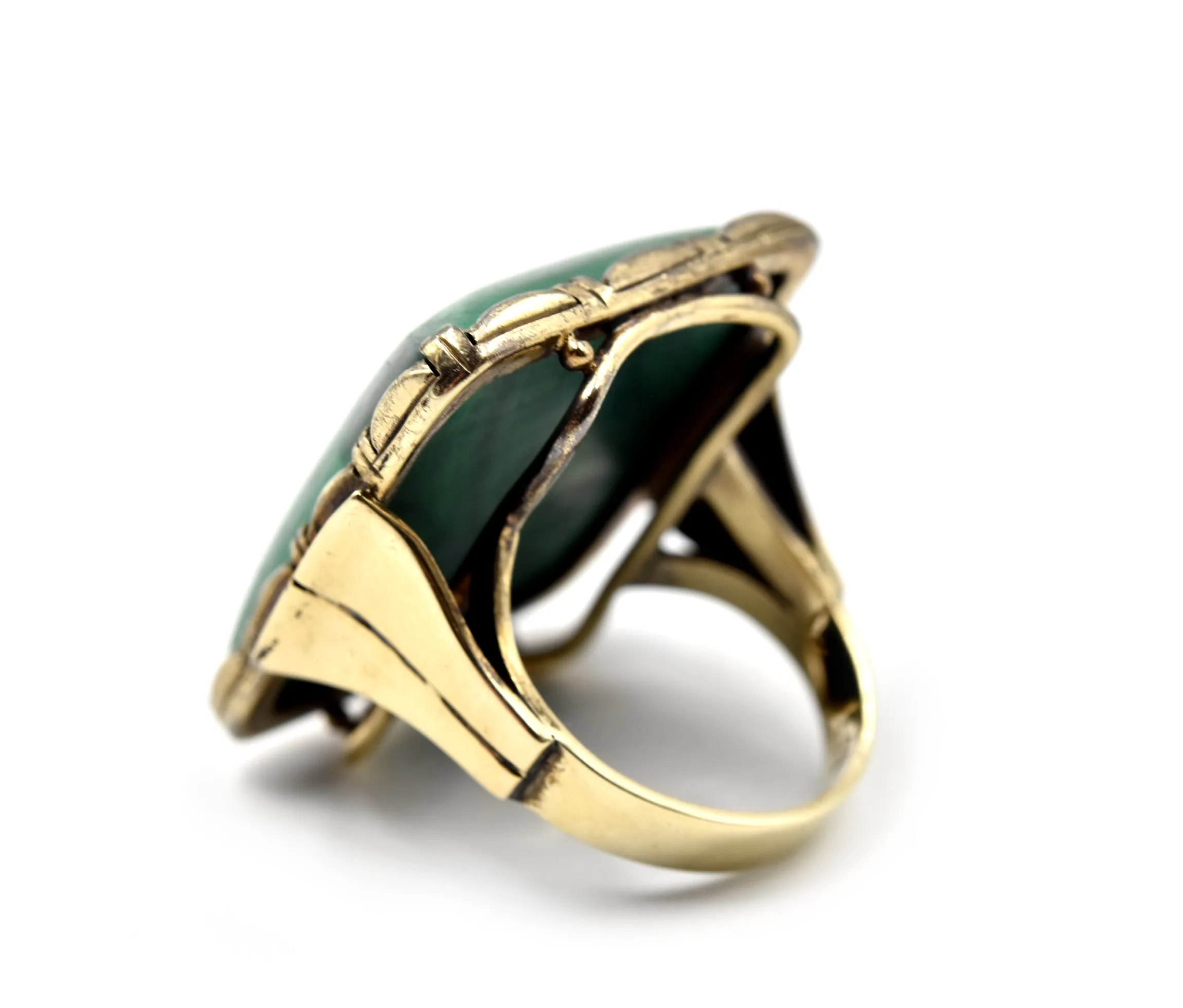 Vintage 1920s Malachite 9k Yellow Gold Ring