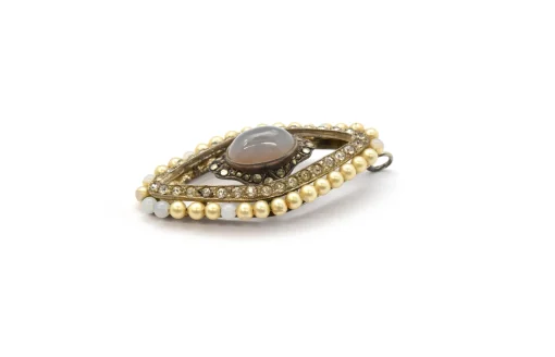 Vintage Silver, Marcasite, Bead, Moonstone and Crystal Pendant