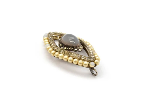 Vintage Silver, Marcasite, Bead, Moonstone and Crystal Pendant