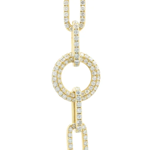 18 Yellow Gold Pave Diamond Paperclip Link Necklace