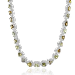 14k White Gold Multi-Colored Diamond Necklace