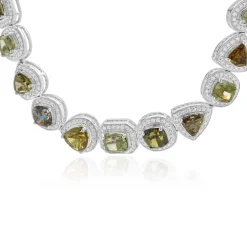 14k White Gold Multi-Colored Diamond Necklace