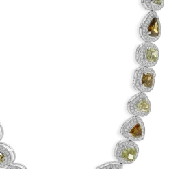 14k White Gold Multi-Colored Diamond Necklace