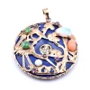 14k Yellow Gold Lapis, Jade, Opal, and Ruby Asian Style Pendant