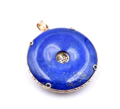 14k Yellow Gold Lapis, Jade, Opal, and Ruby Asian Style Pendant