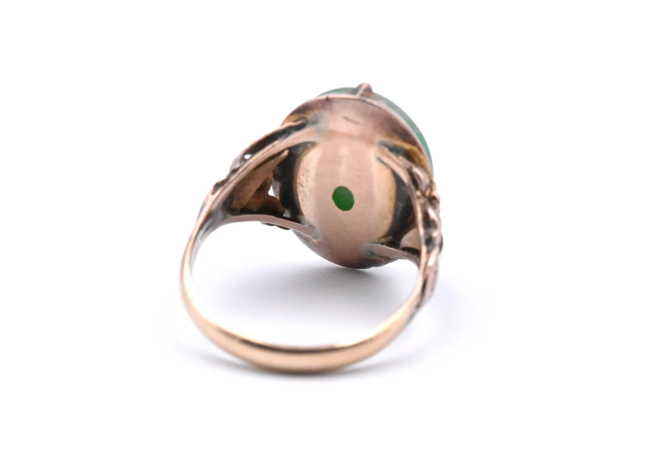 10k Yellow Gold Vintage Cabochon Jade Ring
