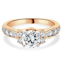 14 Karat Rose Gold & Platinum Round Brilliant Cut Diamond Engagement Ring