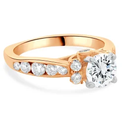 14 Karat Rose Gold & Platinum Round Brilliant Cut Diamond Engagement Ring