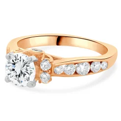 14 Karat Rose Gold & Platinum Round Brilliant Cut Diamond Engagement Ring