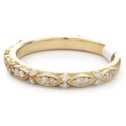 14 Karat Rose Gold Filigree Diamond Band
