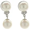 18 Karat White Gold Akoya Pearl and Diamond Drop Earrings