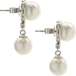 18 Karat White Gold Akoya Pearl and Diamond Drop Earrings